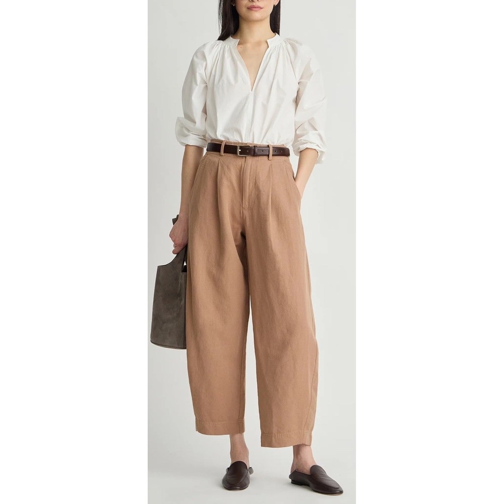 Apiece Apart Bari Crop Trousers Deep Khaki 2 Minimalist Barrel Leg Quiet Luxury